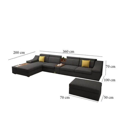 Ivan L Shape Sofa with Ottoman + 3 Free Cushions